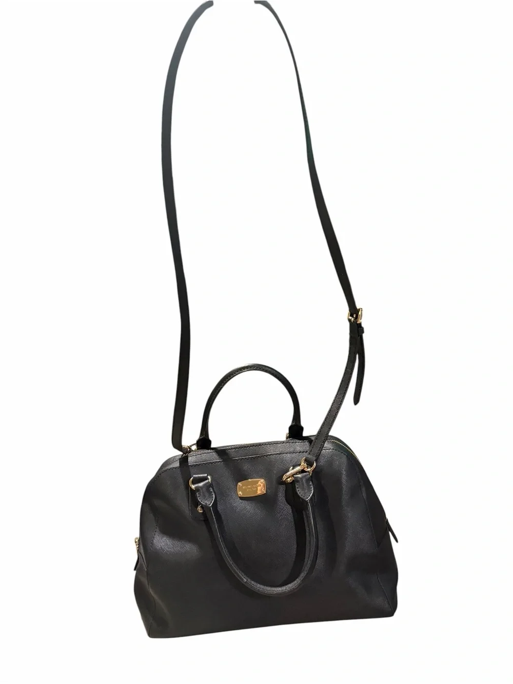 Michael Kors Black Saffiano Leather Satchel with Crossbody Strap